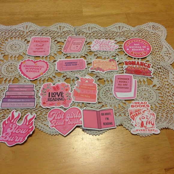 Romance Book Lover's Stickers - for computer, book cover, scrapbooking, crafts - Picture 1 of 8